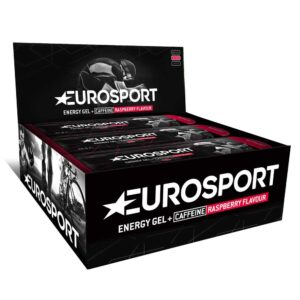 Eurosport Nutrition 40g Caffeine Raspberry Energy Gels Box 20 Units Plateado
