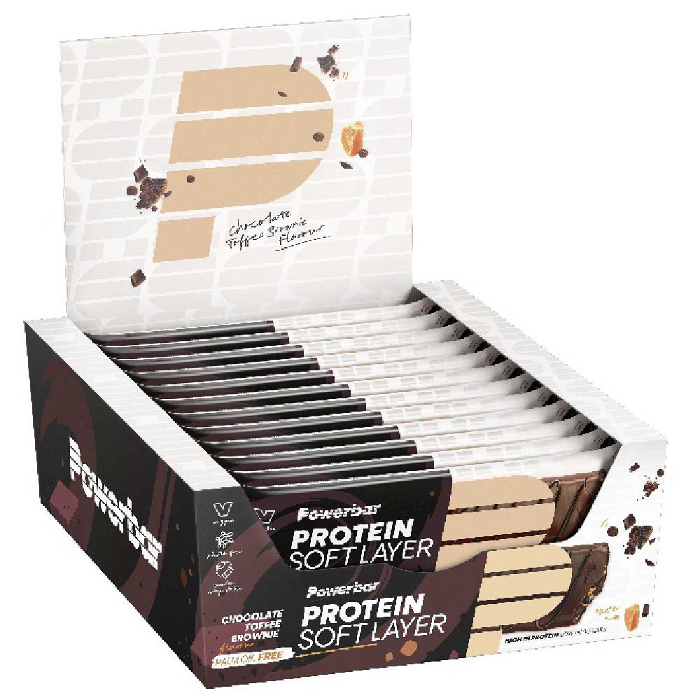 Powerbar Protein Soft Layer Chocolate Tofee Brownie 40g Protein Bars Box 12 Units Marrón
